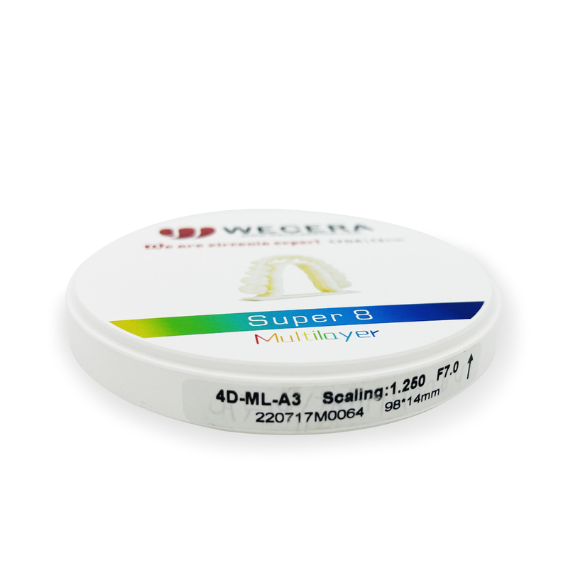 700 Mpa - 1200 Mpa 3D Pro Zirconia Dental Block A2 43% - 57% Translucency