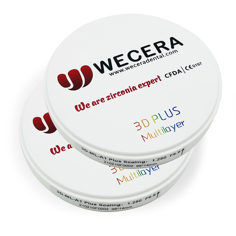 D98*22mm 3D Multilayer Zirconia 1050Mpa-700Mpa 43%-57% Translucency 6 Layers