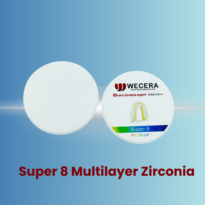 10mm-25mm Thickness Dental Zirconia Block 8 Multilayer 700Mpa-1200Mpa Flexual Strength