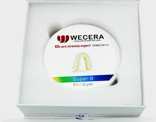 Hardness over 1200 HV Multilayer Zirconia Block chemical solubility under 100 micrograms per square centimeter compatible Amann Girrbach System